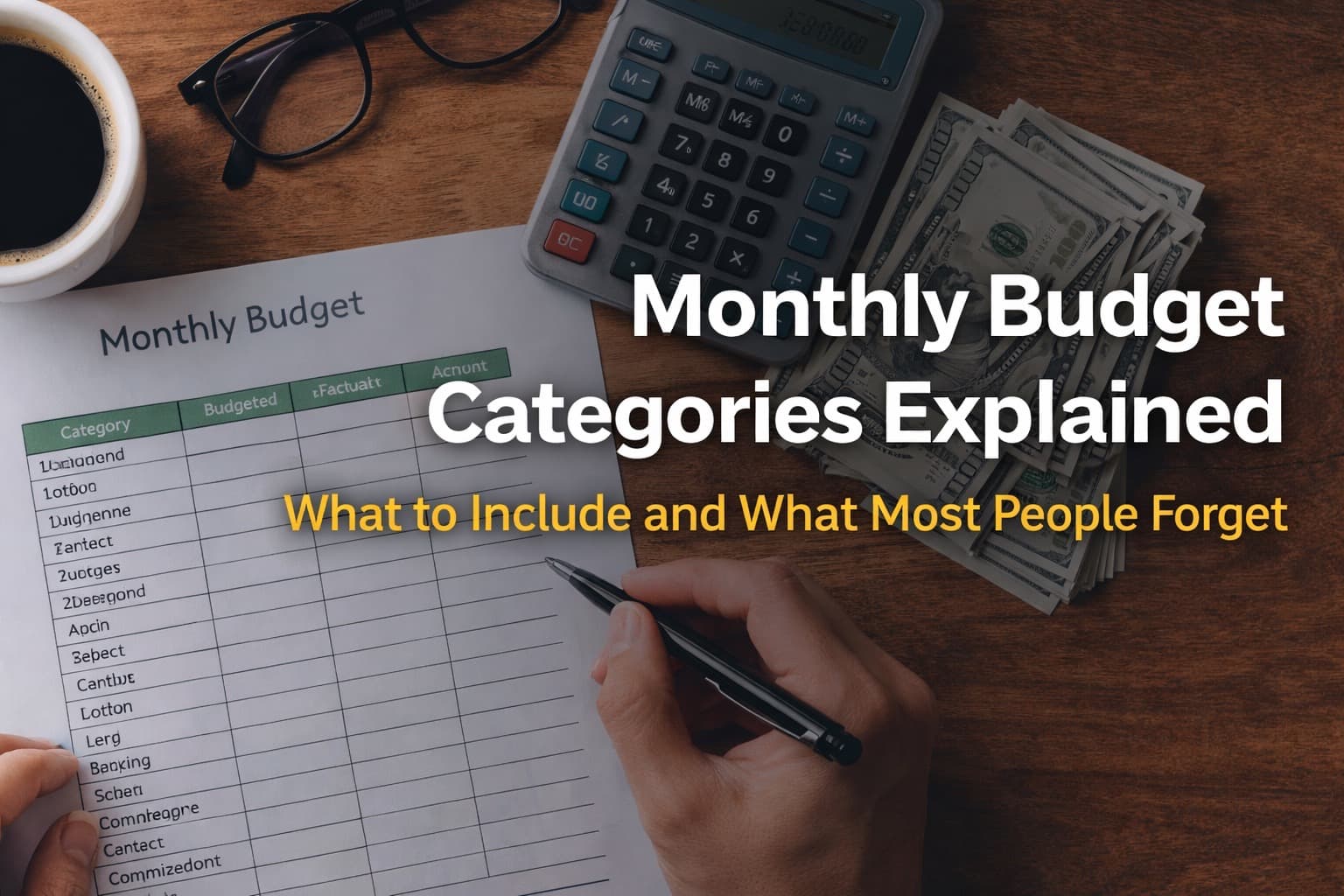 Two notebooks comparing simple expense categories versus too many expense buckets for monthly spending tracking