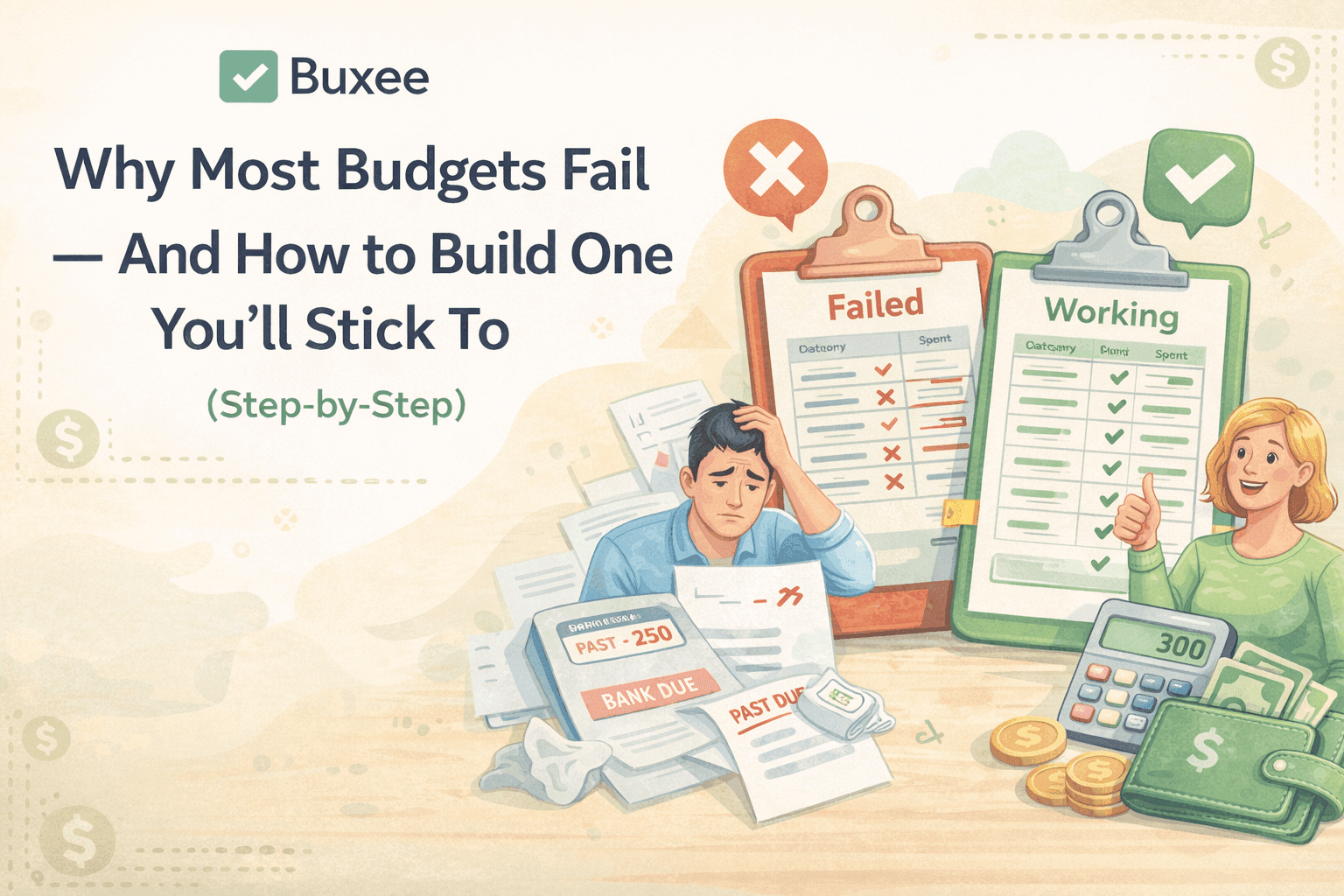 Budget success vs failure visualised with charts and planning tools.